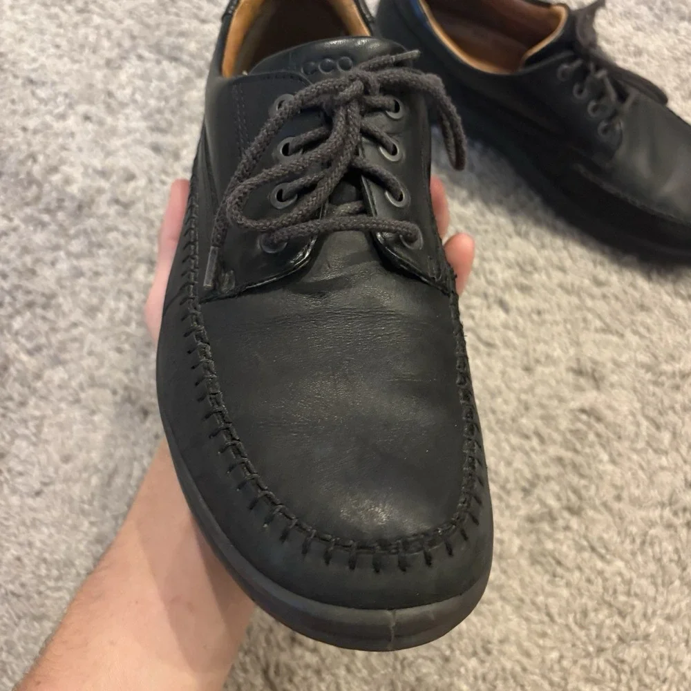 Ecco Seawalker Shoes Mens Size 10 / 44 Black Leather Oxford Casual Comfort Golf